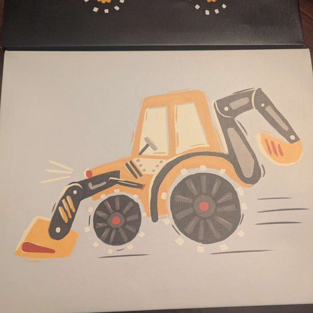 Red and Yellow Construction Vehicle Art Set - Picture 3 of 4
